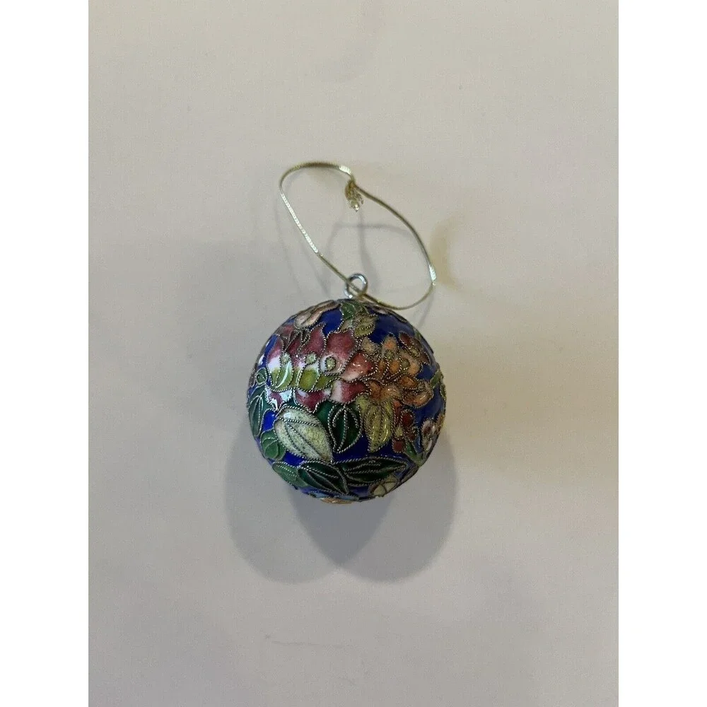 Vintage Cloisonné Christmas Tree Ornament Multicolored Enamel, 3-1/2